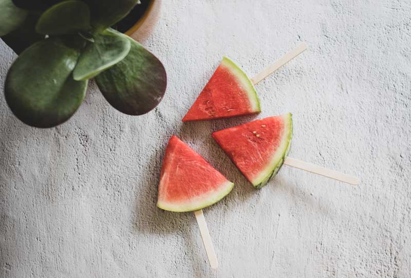 watermelon with popsicle stick